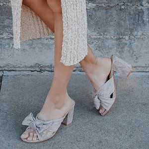 New in Box - Dorothea Taro Shimmer Knotted High Heel Sandals